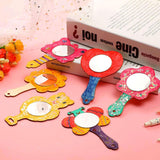 18 Pieces DIY Wood Mirror Craft Unfinished Handheld Mirror Mini Wooden Princess Mirror for Kids DIY Handmade Craft WoodArtSupply