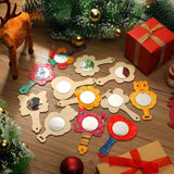 18 Pieces DIY Wood Mirror Craft Unfinished Handheld Mirror Mini Wooden Princess Mirror for Kids DIY Handmade Craft WoodArtSupply