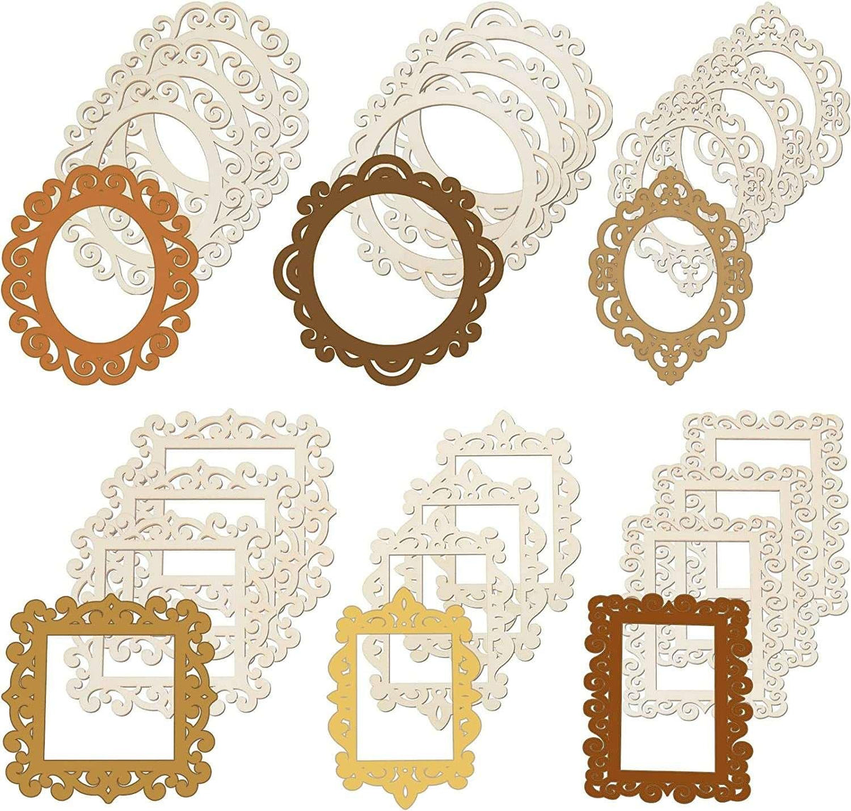 Small Craft Frames 18 Pieces Wood Frames for Crafts Unfinished Wood DIY Picture Frame ...