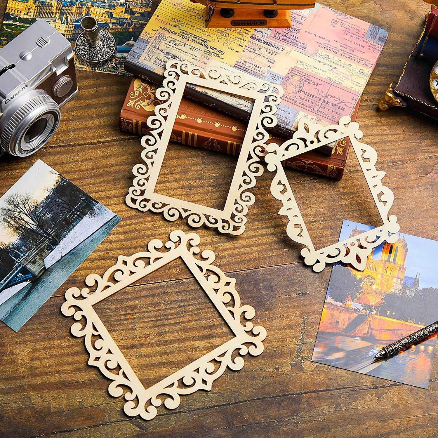 18 Pieces Wood Frames for Crafts Unfinished Wood DIY Picture Frame ...