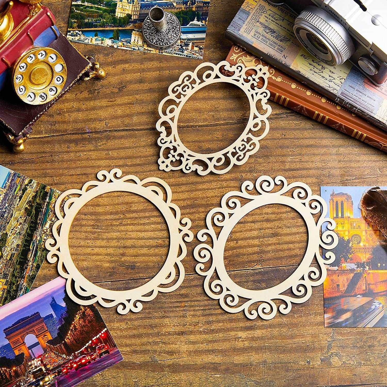 18 Pieces Wood Frames for Crafts Unfinished Wood DIY Picture Frame Picture Craft with Ropes for DIY Photo Display 5.9 X 4.7 Inch WoodArtSupply