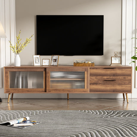 TV Stand Media Console With 2 Doors, 2 Drawers & Storage Cabinet - Walnut HouseOfZazla
