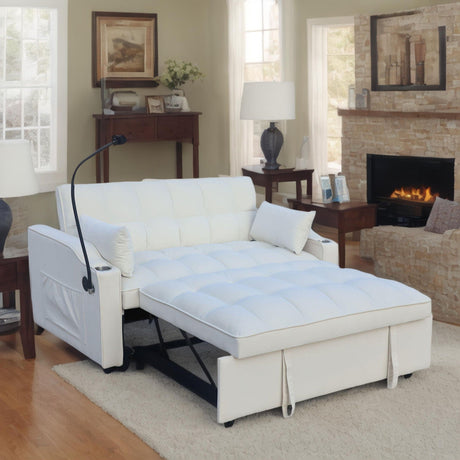 Modern Loveseat Futon Sofa With Pullout Bed, Adjustable Reclining Backrest, Toss Pillows HouseOfZazla