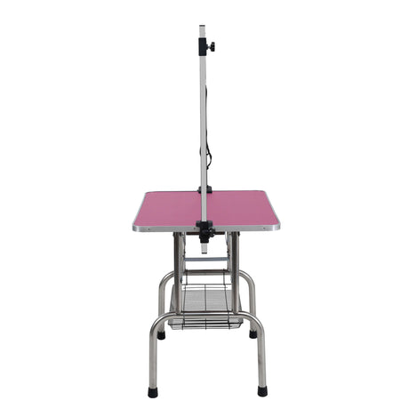 Folding Dog Pet Grooming Table Stainless Steel Frame Rubber Mat On Board With Adjustable Arm And Clamps Pet Dog Cat Grooming Table HouseOfZazla