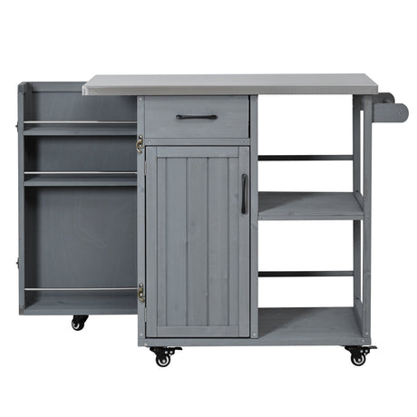 Outdoor Kitchen Island Fir Wood Prep Station with Stainless Steel Top HouseOfZazla