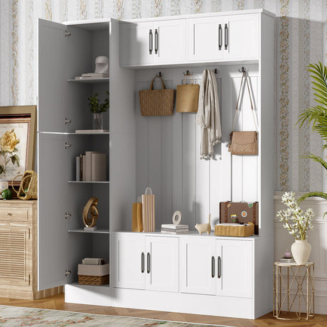 Tall Hall Tree With Shoe Storage, 4 In 1 Entryway Bench HouseOfZazla