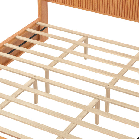 Solid Wood Platform Bed Frame with Headboard, King Size HouseOfZazla