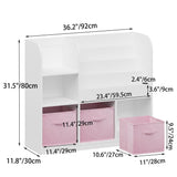 Bookcase And Bookshelf With 3 Collapsible Drawers, Multifunctional Display Stand
