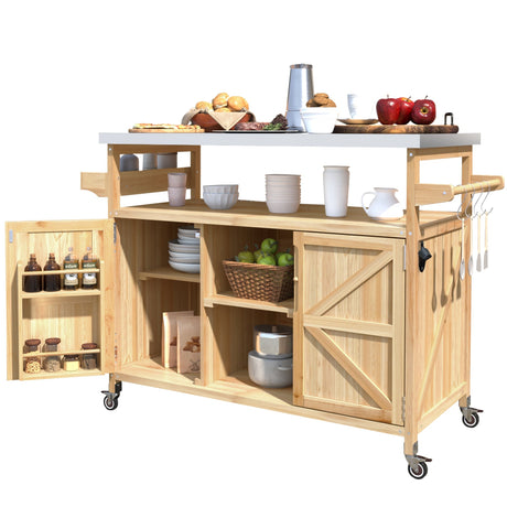 K&K Outdoor Kitchen Island, Rolling Bar Cart & Storage Cabinet HouseOfZazla