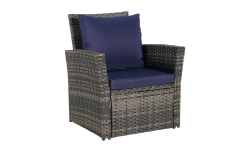 4 Pieces Outdoor Patio Furniture Set with Rattan Chairs and Tempered Glass Table HouseOfZazla