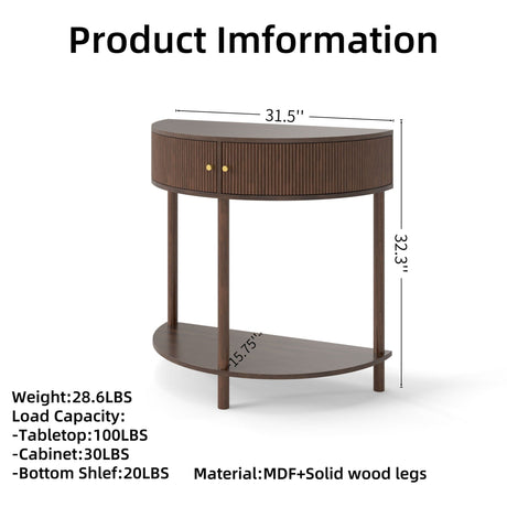 Demi Lune Console Table With 2 Storage Drawers HouseOfZazla