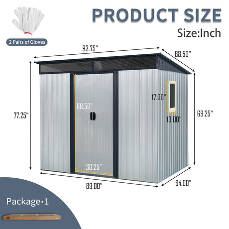 Outdoor Metal Storage Shed With Window And Transparent Plate For Garden, Lawn HouseOfZazla