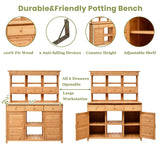 TOPMAX 65.7'' Tall Garden Potting Bench Table with Hutch