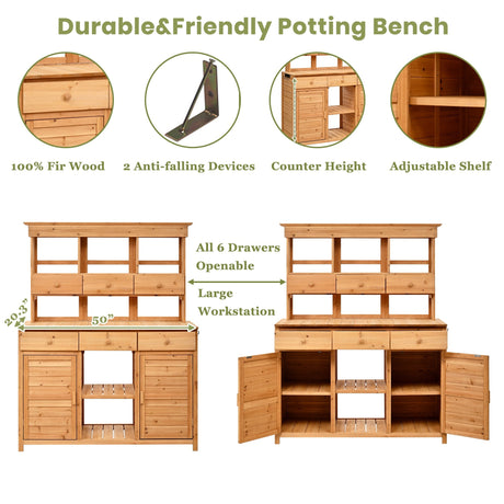 TOPMAX 65.7'' Tall Garden Potting Bench Table with Hutch HouseOfZazla