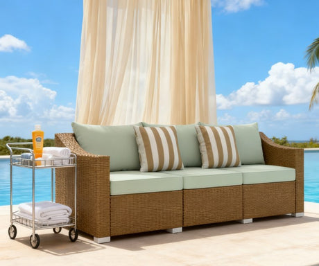 Rattan Wicker Seater Patio Couch with Cushions and Throw Pillows HouseOfZazla