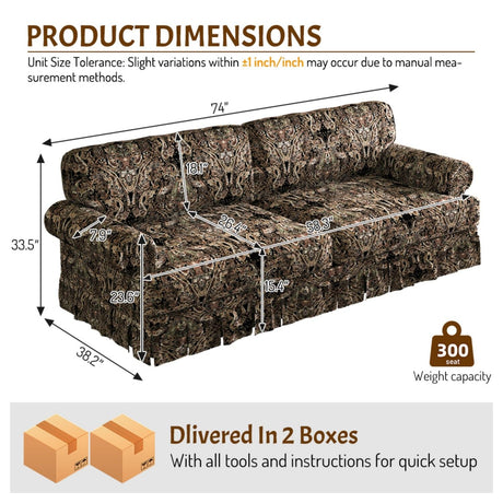 Luxuriously Comfortable Cloud Couch Sofa With Elegant Rolled Arms & Pleated Skirt Design HouseOfZazla
