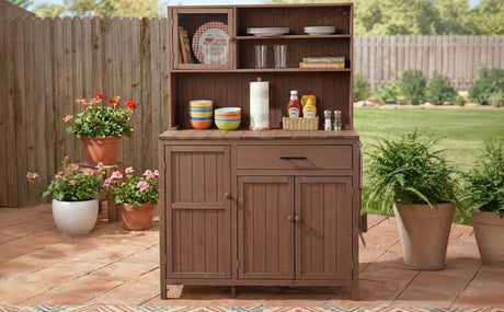 TOPAMX Potting Bench with Hutch, Solid Fir Wood Garden Workstation HouseOfZazla