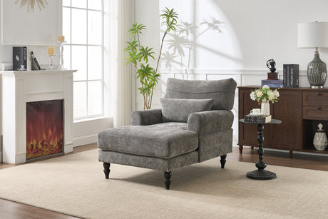 Modern Grey Upholstered Chaise Lounge Sofa Recliner HouseOfZazla