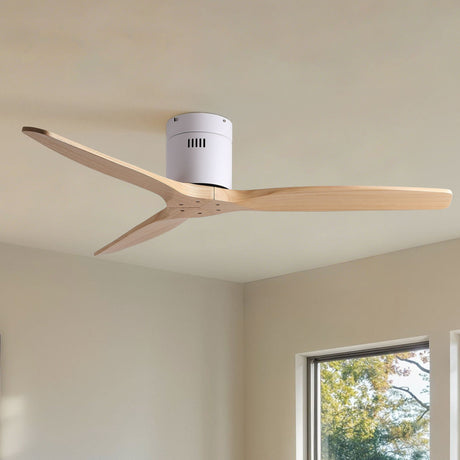 Low Profile Flush Ceiling Fan Without Light - Matte White / White HouseOfZazla