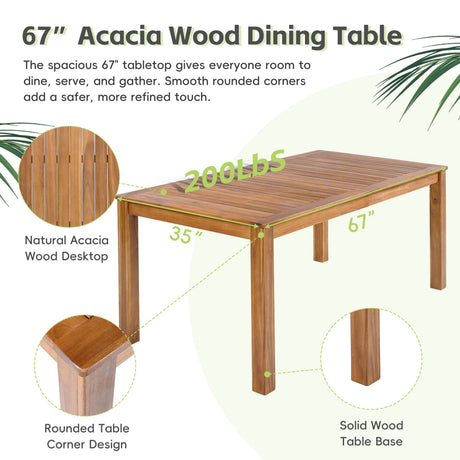 TOPMAX Patio 5pcs Wooden Dining Table Set HouseOfZazla