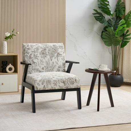 Mid-Century Modern Lounge Armchair - Seat Cushion (Beige + Grey) HouseOfZazla