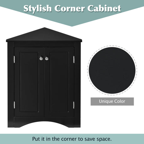 Triangle Bathroom Storage Cabinet With Adjustable Shelves, Freestanding Floor Cabinet For Home Kitchen HouseOfZazla