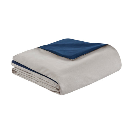 7 Piece Faux Suede Comforter Set Blue Queen HouseOfZazla