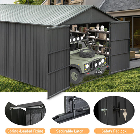 12x25FT Outdoor Metal Garage Shed, Extra Large Metal Carport HouseOfZazla