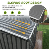 Lean To Shed With Open Sided Pergola, Outdoor Storage Shed & Attached Hardtop Gazebo Combo - Gray