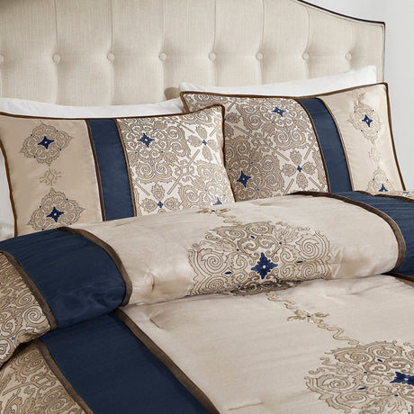 Cal King 7 Piece Jacquard Comforter Set with Throw Pillows HouseOfZazla