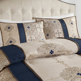 King 7 Piece Jacquard Comforter Set with Throw Pillows