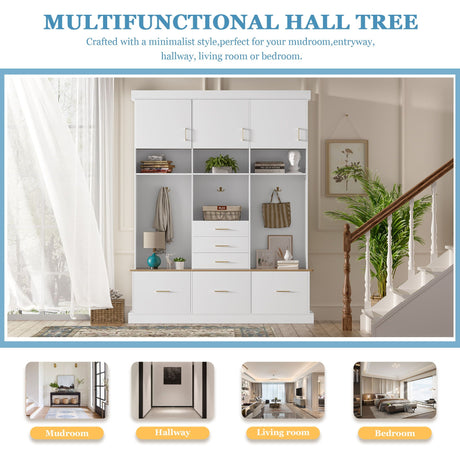 Entryway Hall Tree With Bench And Storage, 5 In 1 Coat Rack HouseOfZazla