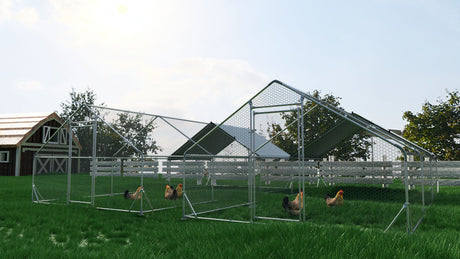 Large Metal Chicken Coop, Walk In Poultry Cage Hen Run House Rabbits Habitat Cage Spire Shaped Coop With Waterproof And Anti Ultraviolet Cover HouseOfZazla