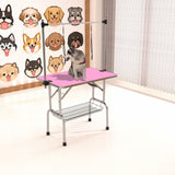 Folding Dog Pet Grooming Table Stainless Steel Frame Rubber Mat On Board With Adjustable Arm And Clamps Pet Dog Cat Grooming Table