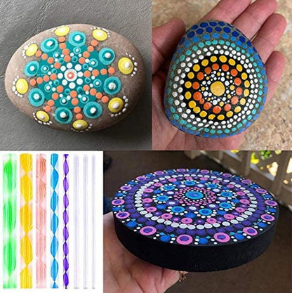 19PCS Mandala Dotting Tools Set Painting Rocks Mandala Stencil Ball Stylus Paint Tray Set - WoodArtSupply