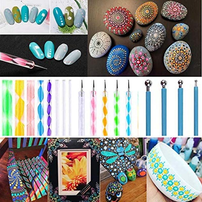 19PCS Mandala Dotting Tools Set Painting Rocks Mandala Stencil Ball Stylus Paint Tray Set WoodArtSupply