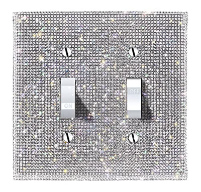 (1PCS) BLING SILVER RHINESTONE LIGHT SWITCH COVER SHINY CRYSTAL SPARKLE WALL PLATE COVER