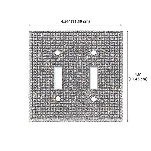 (1PCS) BLING SILVER RHINESTONE LIGHT SWITCH COVER SHINY CRYSTAL SPARKLE WALL PLATE COVER WoodArtSupply