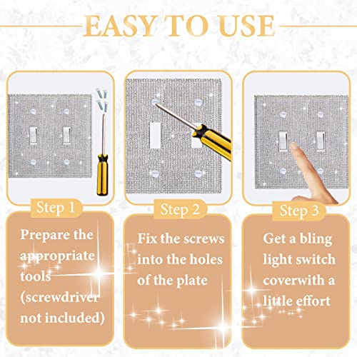 (1PCS) BLING SILVER RHINESTONE LIGHT SWITCH COVER SHINY CRYSTAL SPARKLE WALL PLATE COVER WoodArtSupply