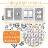 (1PCS) Bling Silver Rhinestone Light Switch Cover Shiny Crystal Sparkle Wall Plate Cover WoodArtSupply