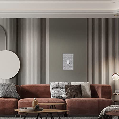 (1PCS) Bling Silver Rhinestone Light Switch Cover Shiny Crystal Sparkle Wall Plate Cover WoodArtSupply