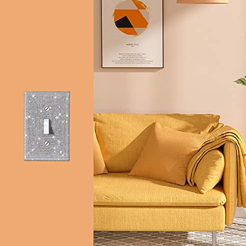 (1PCS) Bling Silver Rhinestone Light Switch Cover Shiny Crystal Sparkle Wall Plate Cover WoodArtSupply