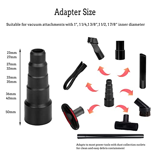 1 1/4" Vacuum Attachments & Brushes for Shop Vac Accessories Household Cleaning Kit Brush Nozzle Crevice Tool with Adapter for 1" to 2" Hose Set of Loyarvansi