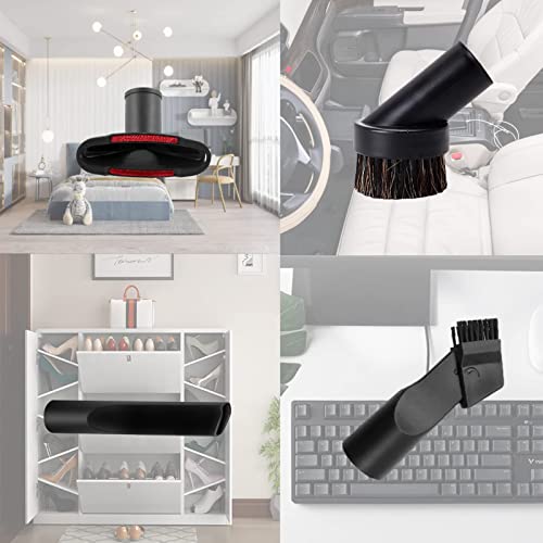 1 1/4" Vacuum Attachments & Brushes for Shop Vac Accessories Household Cleaning Kit Brush Nozzle Crevice Tool with Adapter for 1" to 2" Hose Set of Loyarvansi