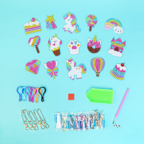 Adorable Keychains Diamond Art Kit – Unicorn (Set of 15) Kitsville