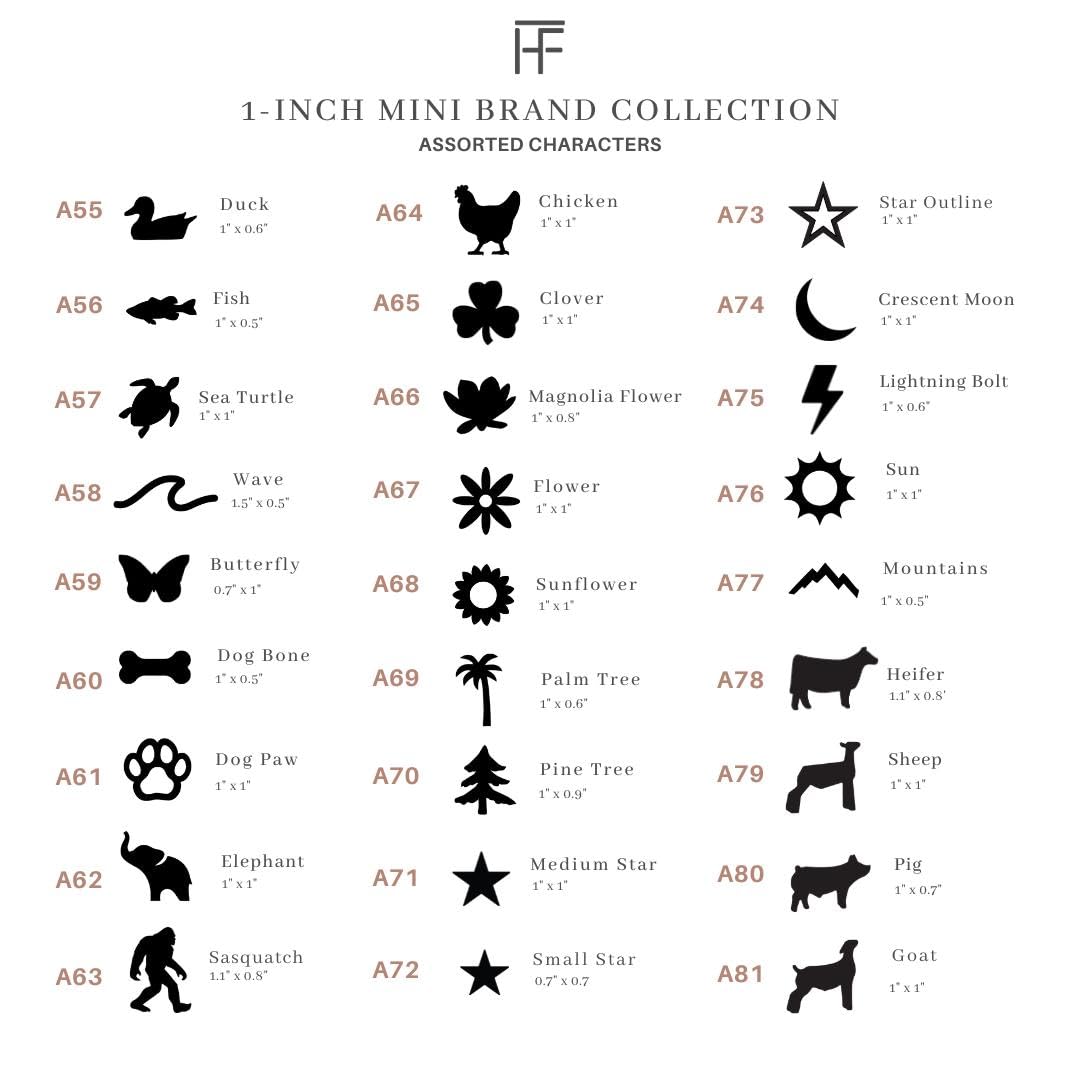 1" Assorted Characters Mini Steel Branding Irons Kit for Hats, Wood Burning, DIY Beginner Adult Crafts - MADE IN THE USA (2 ct, 14" Hand-Forged The Heritage Forge