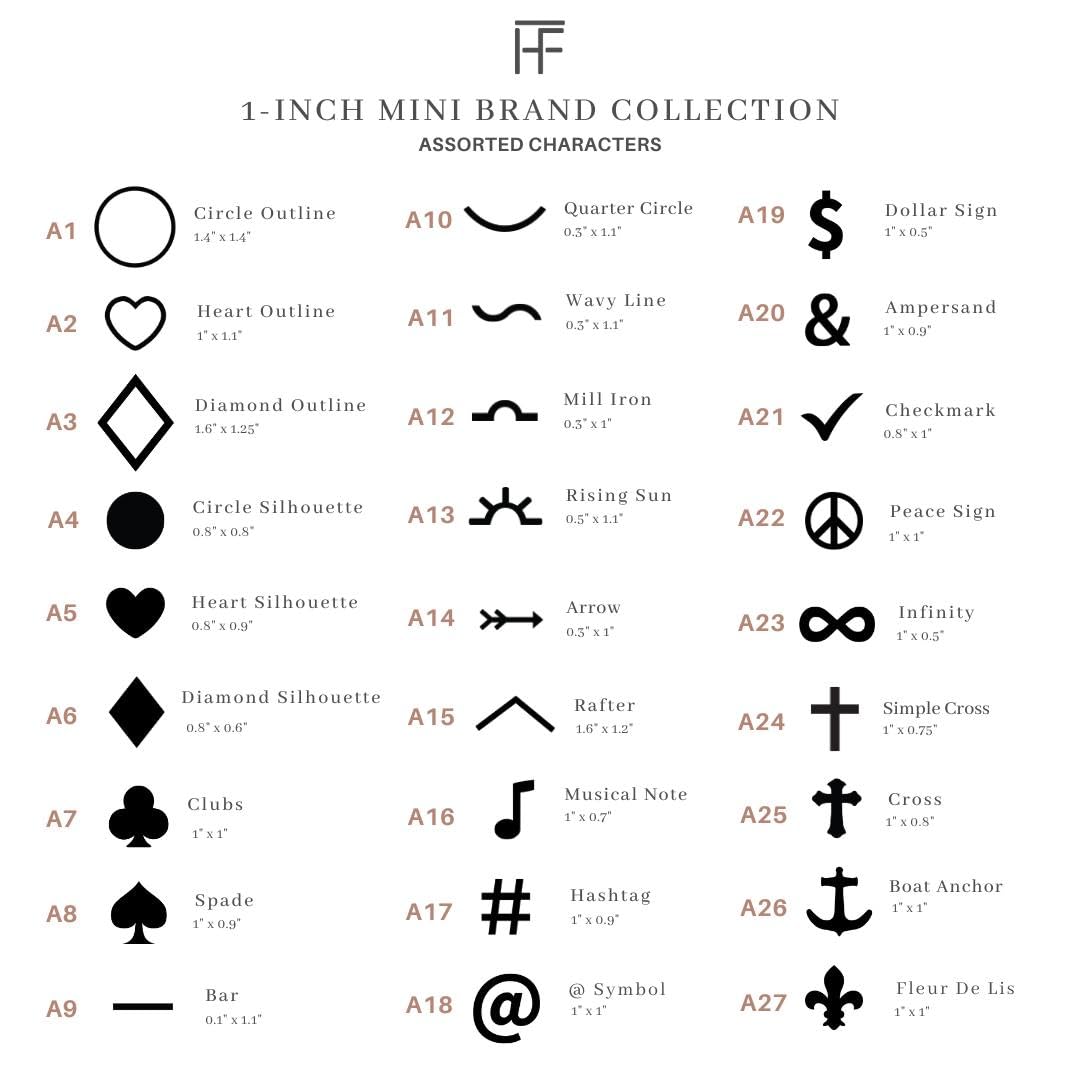 1" Assorted Characters Mini Steel Branding Irons Kit for Hats, Wood Burning, DIY Beginner Adult Crafts - MADE IN THE USA (2 ct, 14" Hand-Forged The Heritage Forge