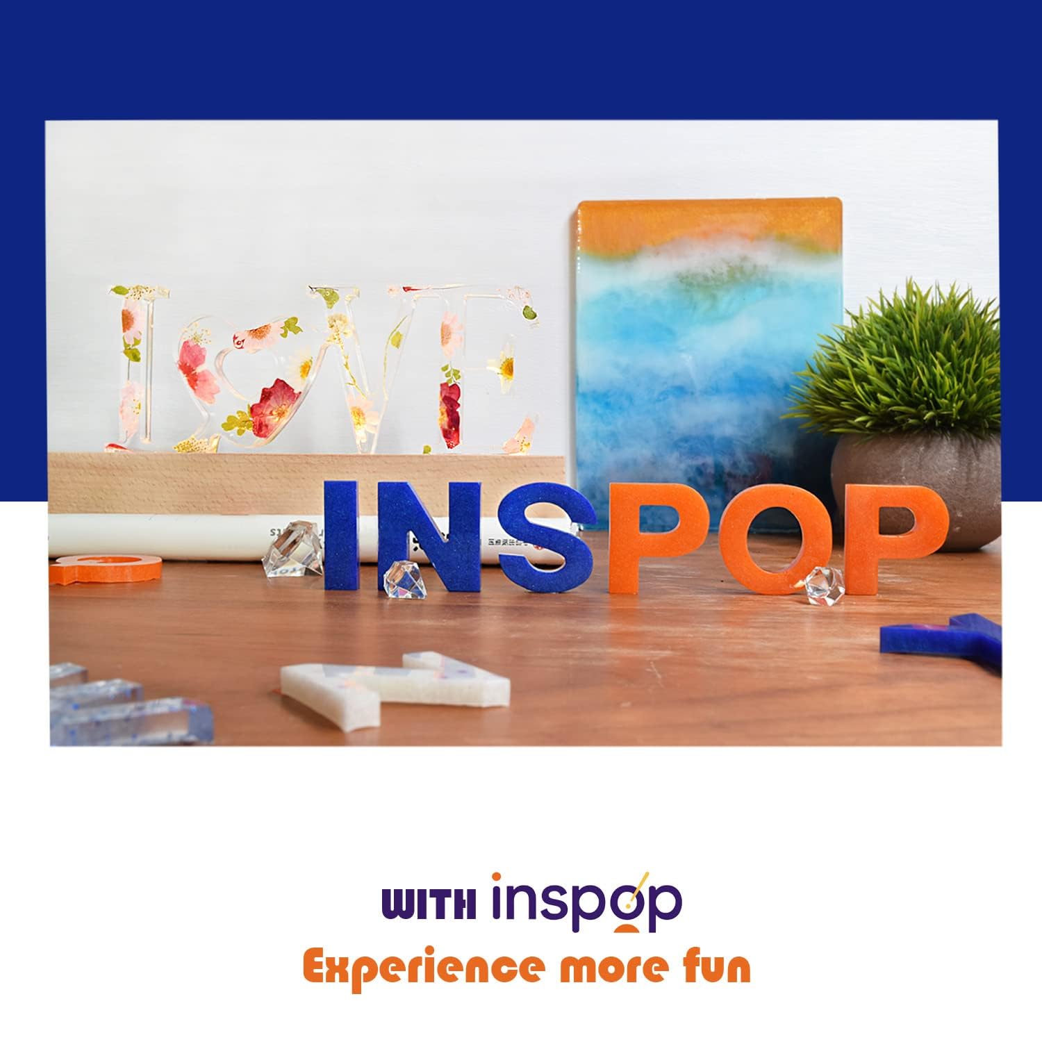 1 Gallon Craft Epoxy Resin and Hardener Kit, Crystal Clear, Food Safe & Low Odor, Bubble Free, High Hardness for Casting (Deep Pour) and Art, Wood, INSPOP