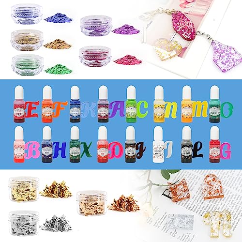 1 Gallon Crystal Clear Epoxy Resin Kit, High-Glossy& No Bubbles, Art & Casting Resin with 16 Epoxy Resin Pigment, Foil Flakes, Sequin,Craft Clear FUHITIM