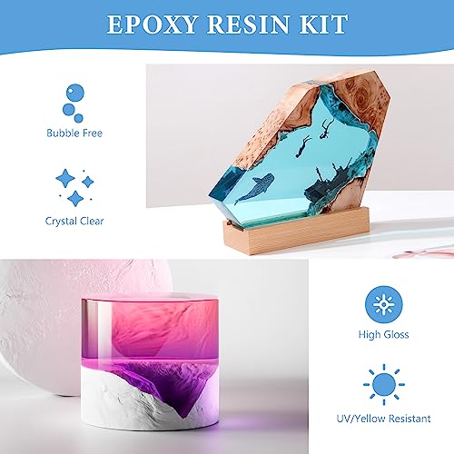 1 Gallon Crystal Clear Epoxy Resin Kit, High-Glossy& No Bubbles, Art & Casting Resin with 16 Epoxy Resin Pigment, Foil Flakes, Sequin,Craft Clear FUHITIM
